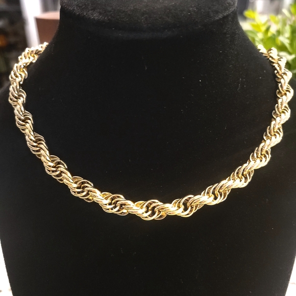 Twisted Gold Women's Necklace with Tassel Accents - Picture 2 of 3